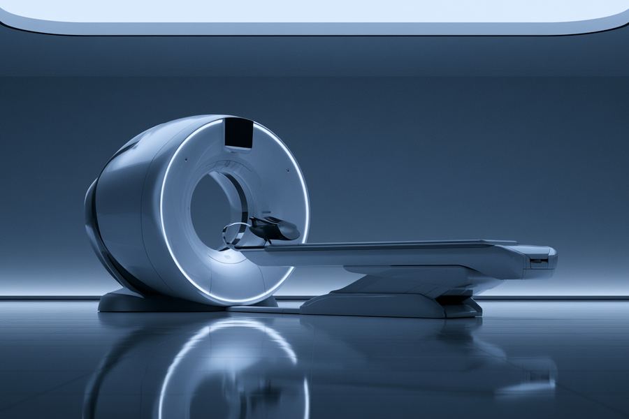 CT scanner in a spacious imaging suite